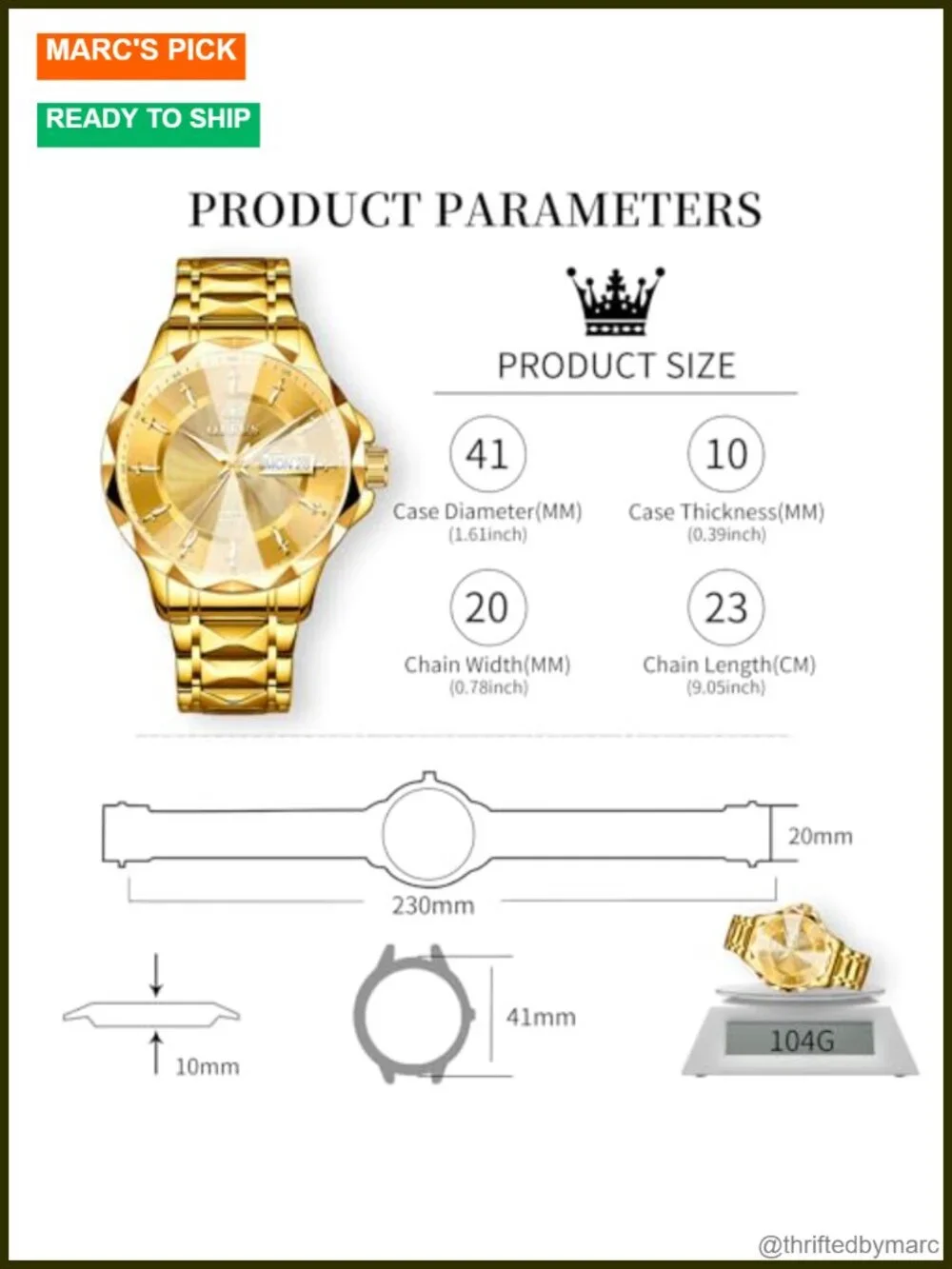Luxury Dress Waterproof Analog Quartz Watch Stainless Steel 41mm Minimalist